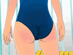 お尻を気にする水着食い込み直しの二次エロ画像