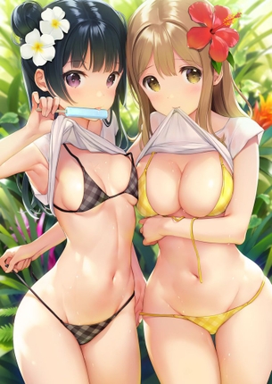 服をたくし上げて見せてるエロ画像2