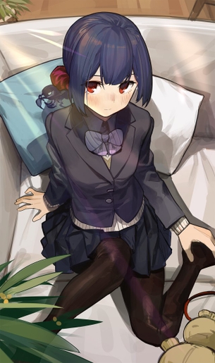 【制服JK】黒パンストや黒タイツを履いた女子校生の二次画像 その4