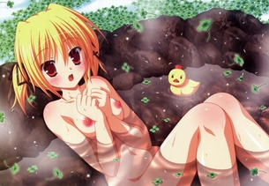 美少女温泉一人旅的な二次元入浴エロ画像（露天風呂）