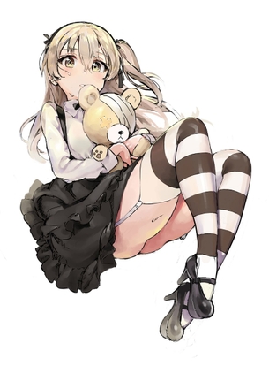 【二次】縞々のニーソックスを履いてる女の子の非エロ微エロ画像
