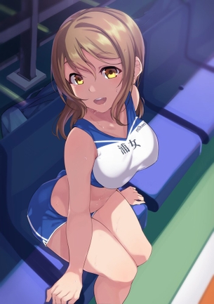 【二次】スポーツユニフォームを着て汗を流す運動系女子画像