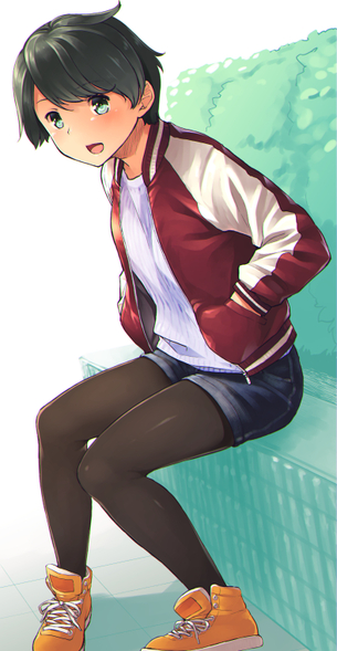 ホットパンツやショートパンツの下にパンストタイツを履いた女の子の画像