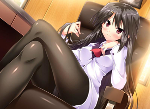 太ももとパンチラがセクシーな二次元足組みエロ画像