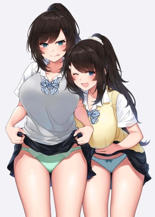 たくし上げてる女の子のエロ画像：イラスト その５