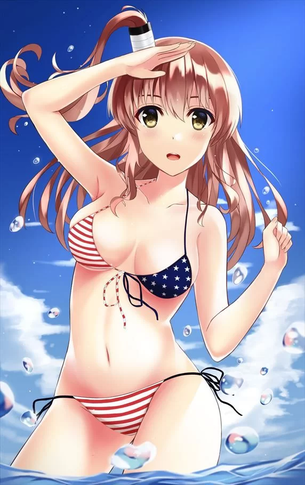 赤みがかったポニーテールが可愛いの艦娘サラトガのエロ画像！