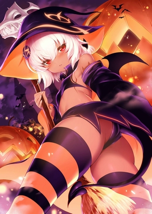 【ニーハイ】縞々のニーソックスが良く似合うハロウィンコスプレ画像