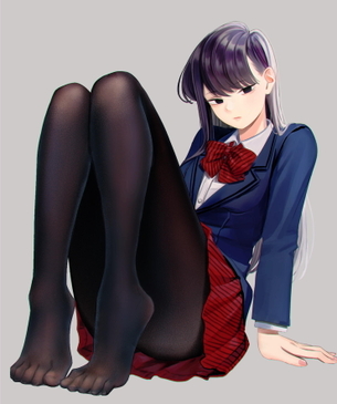 【古見さんはコミュ症です】黒タイツ脚がエッチなJK、古見硝子さんの画像