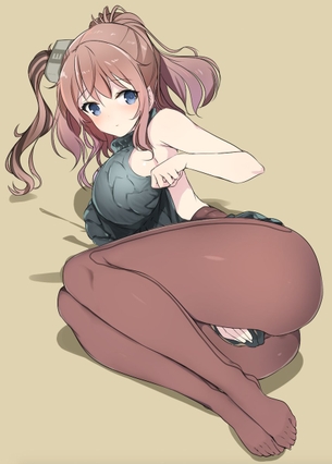 童貞を殺すセーターと黒ストで足フェチも殺しにきてる女の子の画像