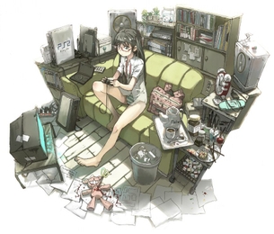 【日常風景】室内に居る女の子の生活感がある二次画像