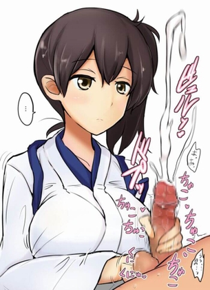 [艦これ][エロ画像]無感情の加賀に手コキで抜いてもらったよ～♪