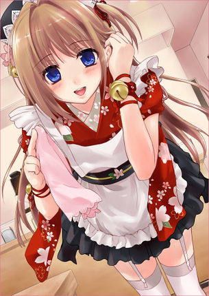 【二次】可愛らしい和装メイドさん風の格好をした女の子の画像