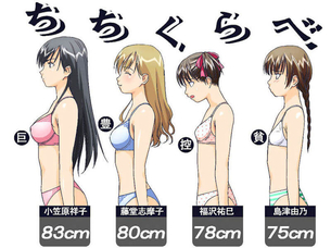 女子のおっぱいを乳比べで比較した二次画像