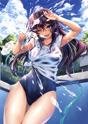【二次元】プールにいるエッチな美少女達のエロ画像 Part.1 40枚