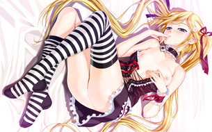 【二次元】縞ニーソックスのエロ画像 40枚 Part.1 Knee socks