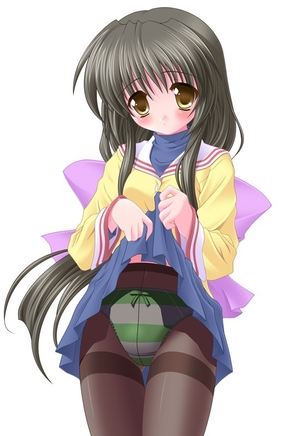 スカートをたくしあげてパンストやタイツ越しにパンツが見えちゃってる女の子の画像