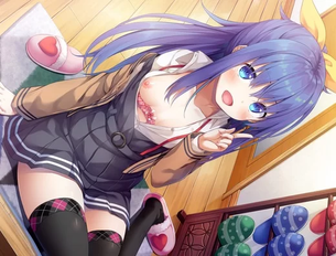 お、おっぱいが、いや乳首が・・・見えちゃってるけど全然気にしない女の子の乳首を吸いたい二次元エロ画像