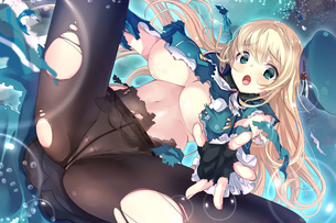 黒パンスト履いてる女の子の二次エロ画像！