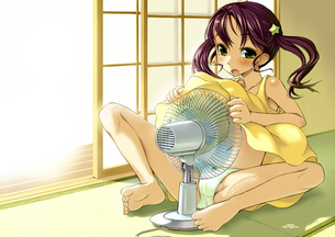夏の暑さを扇風機で吹き飛ばす二次元納涼エロ画像（梅雨明け）