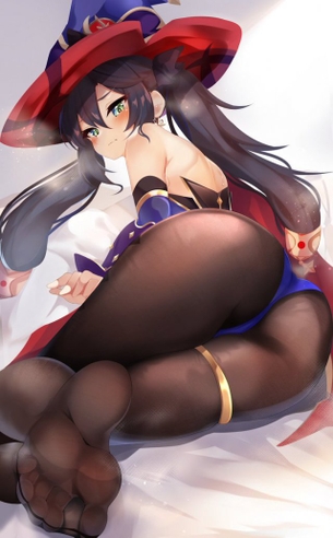 【原神】黒タイツでレオタードで貧乏可愛いモナちゃんの二次エロ画像