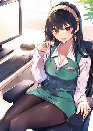 【OL】黒パンストや黒タイツを履いたオフィスの美脚お姉さん画像【二次】