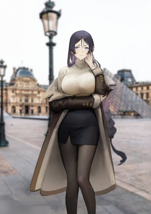 【黒スト】タイトスカートからスラっと伸びる黒脚二次画像【黒タイツ】
