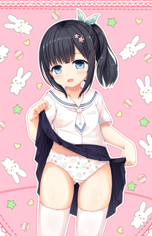 【非・微エロ】女の子自らスカートをたくしあげている画像