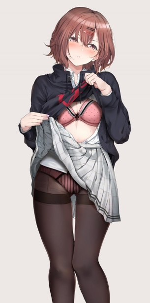 自分でスカート捲ってパンストタイツ越しのパンツ見せてくれる女子の画像