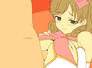 【エロGIF】春花のパイズリ乳内射精GIFアニメエロ画像【閃乱カグラ】