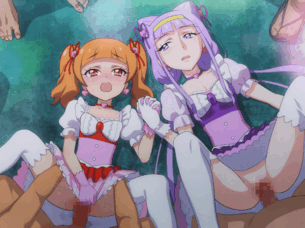 【プリキュア】愛崎えみる＆ルールー・アムールの乱交正常位セックスGIFアニメエロ画像【HUGっと!プリキュア】