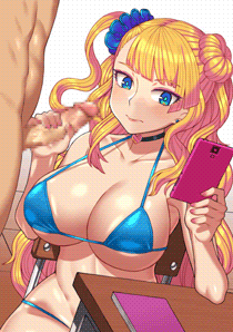 【二次元】ギャル子のながら手コキGIFアニメ二次エロ画像【おしえて!ギャル子ちゃん】