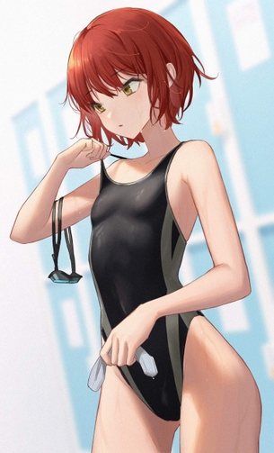 【二次】競泳水着の締め付けで誤魔化しが許されない貧乳微乳女子画像
