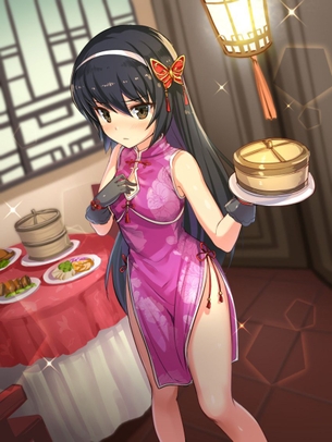 【二次】貧乳微乳だからこそ綺麗にラインが出てるチャイナドレス女子画像