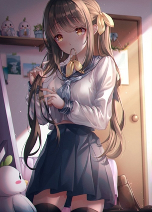【制服JK】清楚感が眩しすぎるセーラー服女子校生の二次画像