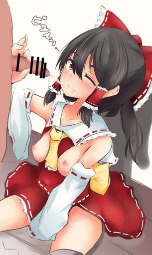 [東方][エロ画像]博麗霊夢の手コキで”ﾋﾞｭﾋﾞｭｯ”ってなったよ～♪
