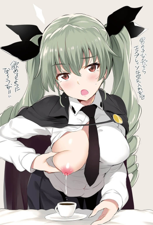 [ガルパン][エロ画像]アンチョビの母乳をコーヒーに入れてもらったよ♪