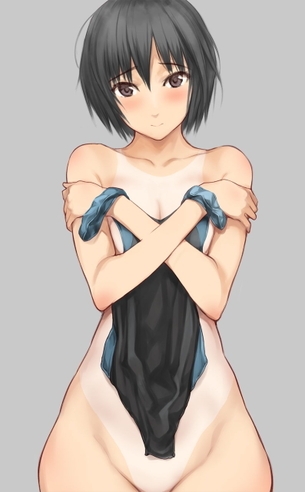 【褐色肌】スクール水着や競泳水着の跡が残る、日焼け美少女の二次画像