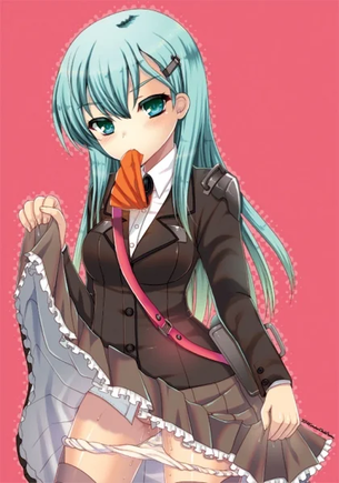 変態なのかな？スカートめくっておパンツ御開帳しちゃってるビッチ少女の二次元エロ画像