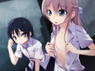 制服JKのおっぱいチラリな二次元胸チラエロ画像