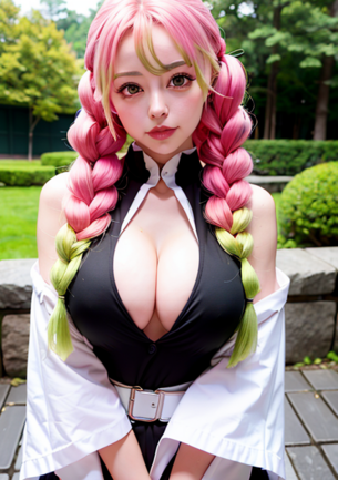 【画像】『鬼滅の刃』 爆乳の甘露寺蜜璃AIコスプレイヤー生み出したらエロ過ぎたｗｗｗ（刀鍛冶の里編）