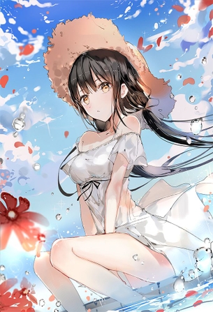 白ワンピを着た透明感のある二次元美少女エロ画像