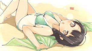 【日焼け跡】日焼けして水着の跡がくっきりしてる女の子の二次元エロ画像＆イラスト Part19