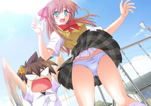 スカートめくりでパンチラ！エッチな悪戯の二次元エロ画像