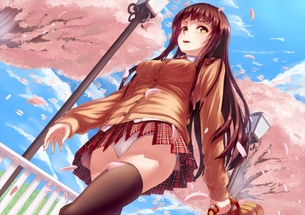 二次元の制服JKが登下校中にパンチラしているエロ画像