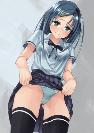 【2次】スカートを持ち上げている女の子のエロ画像15【たくし上げ】