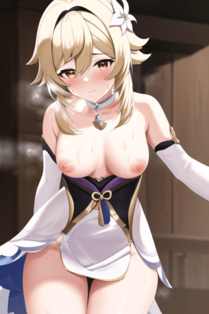 [原神][エロ画像(AI)]汗ばんだ蛍(主人公)と性行為をしたよ～♪