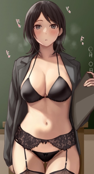 【２次】黒い下着の女の子のエロ画像その４６