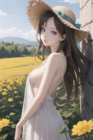 麦わら帽子と裸に透け透け白ワンピ少女の清涼感あふれるエロ画像！ その２