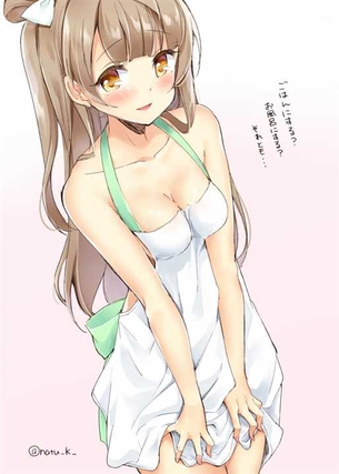 【裸エプロン】定番な裸エプロン姿の女の子の二次元エロ画像＆イラスト Part12