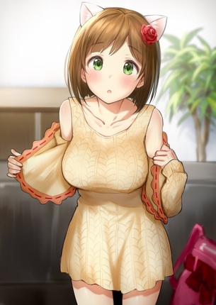 【おっぱい】ニットワンピースに包まれた柔らかそうな着衣巨乳画像